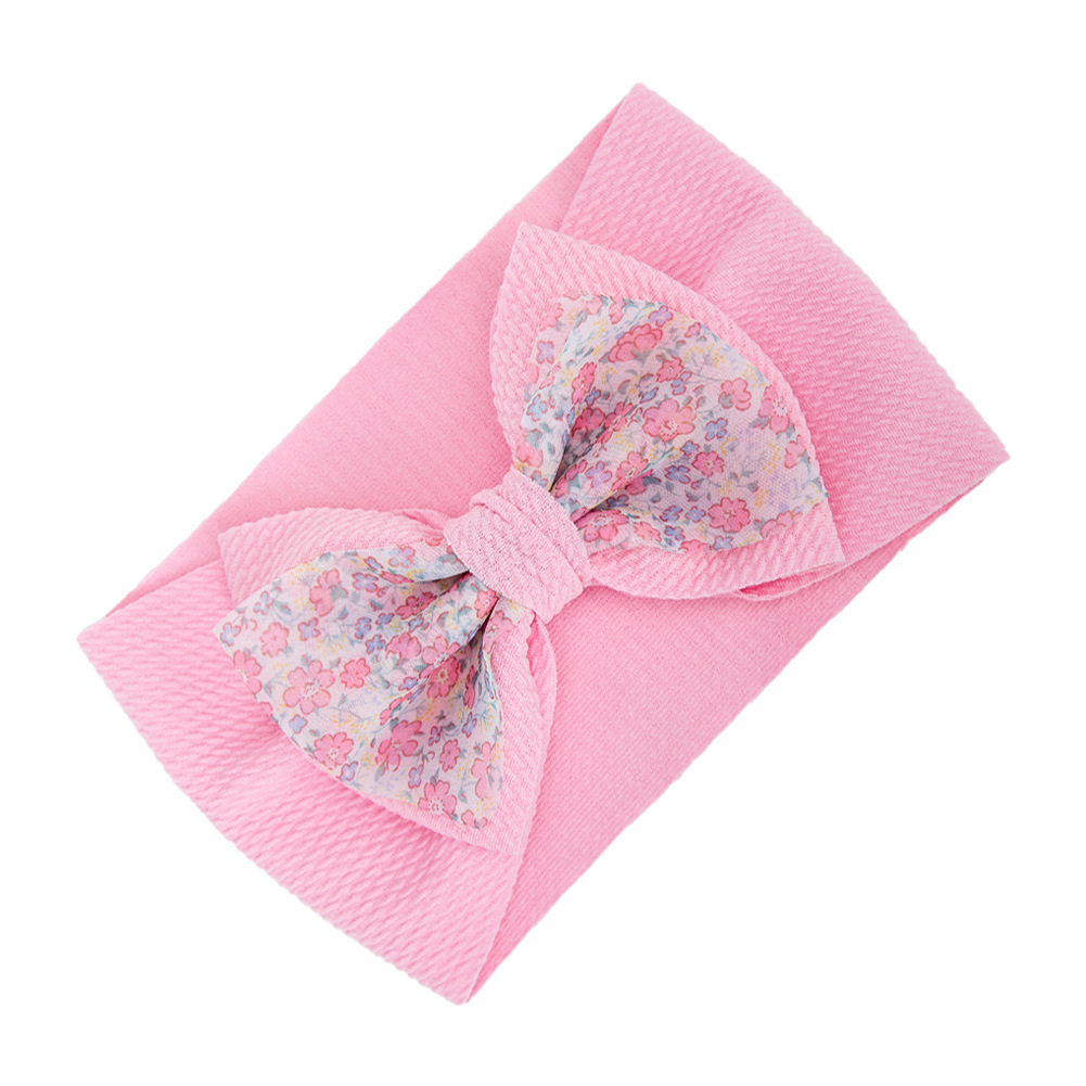 INS European and American Fabric Children Headwear Organza Mesh Printed Bow Baby Headband Foreign Trade DIY Wide Hair Band