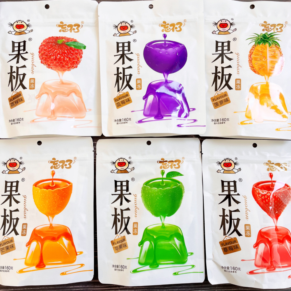 乐逍遥忘不了果板果冻160g低卡零脂果冻款儿童春游零食布丁果冻