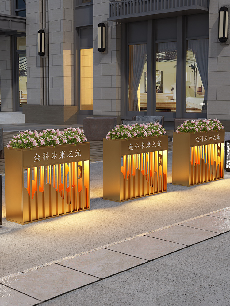 铁艺花箱户外市政庭院护栏花坛商店绿植花槽隔断商业广场花栏组合