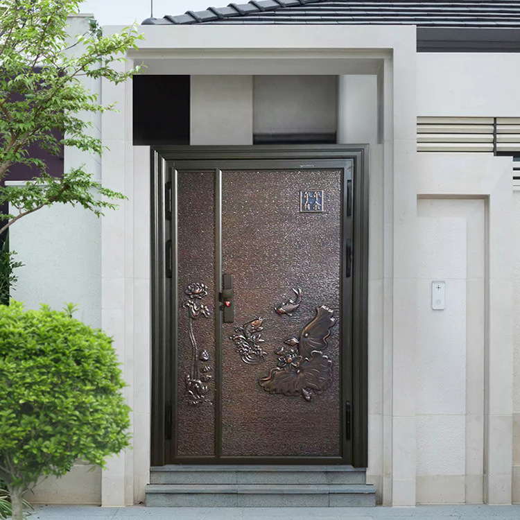防爆防盗别墅大门铸铝门对开子母门入户甲级铝合金家用铜门工程门