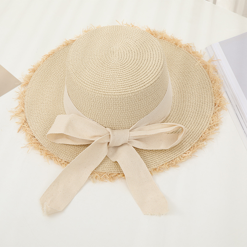 Summer Women's Hat Sun Protection Woven Straw Hat Straw Hat Bow Holiday Elegant Beach Hat Sun Hat with Wide Brim