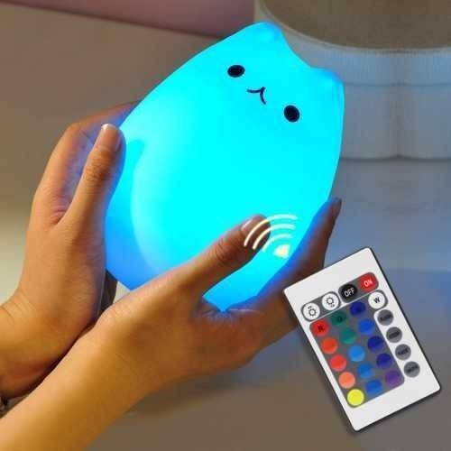 Cartoon Cat Silicone Lamp Colorful Allochroic Silica Gel Animal Lamp Desktop Pat Small Night Lamp Popular Cat Lamp