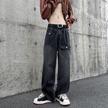 金步康美式高街牛仔裤男春秋季ins口袋设计工装裤子潮牌百搭垂感