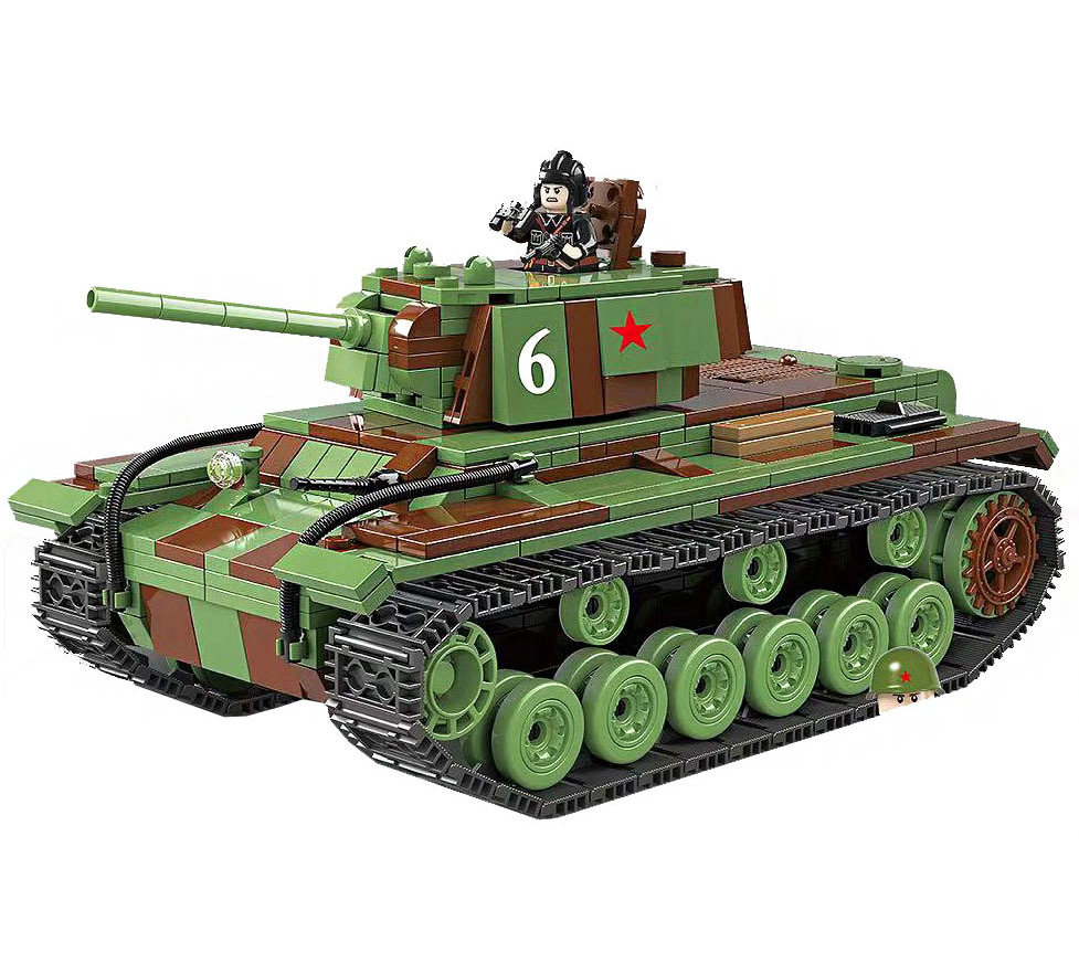 全冠100070苏联kv-1重型坦克积木履带式坦克模型军事动脑儿童玩具