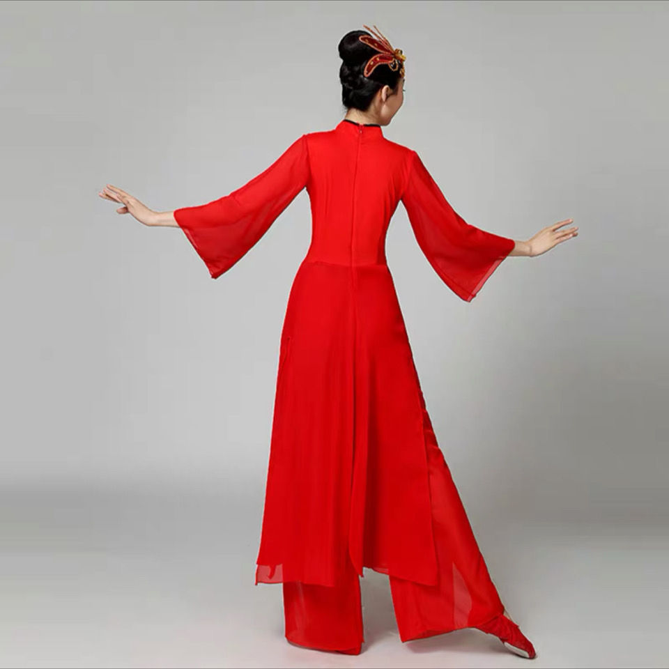 古典舞演出服女中国民族风飘逸扇子舞蹈服秧歌服新款