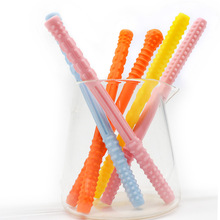 亚马逊热销儿童牙胶宝宝磨牙棒玩具硅胶辅食吸管 婴儿咀嚼吸管