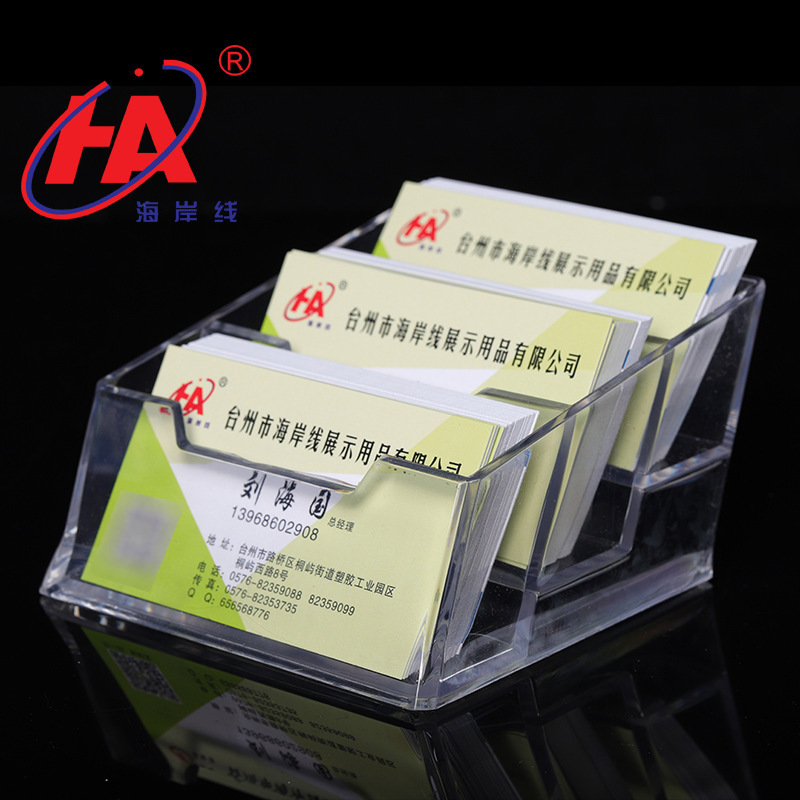 Business Card Case Business Card Holder Acrylic Transparent Multi-Layer Desktop Office Supplies Business Card Storage Box Double Grid with Base
