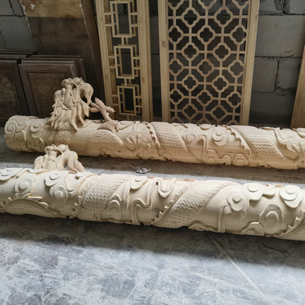 Dongyang Wood Carving Chinese Style Roman Column Dragon Column Dragon Column Solid Wood Carving Relief Wood Carving Decoration Chinese Carving Column