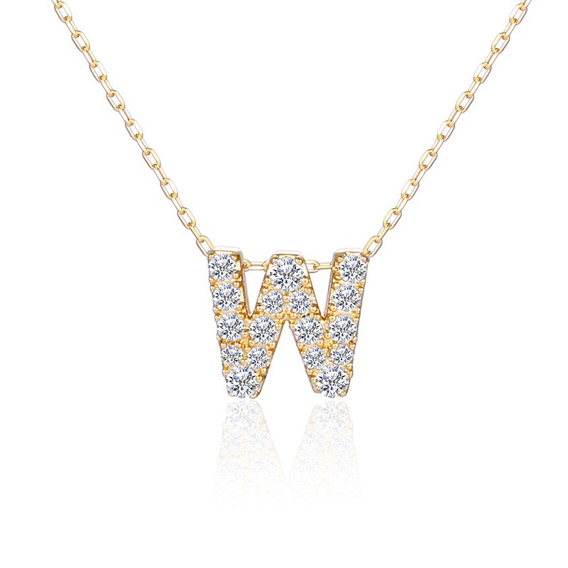 日本官ahkah钻石26字母项链18k金情侣字母锁骨十字链礼物