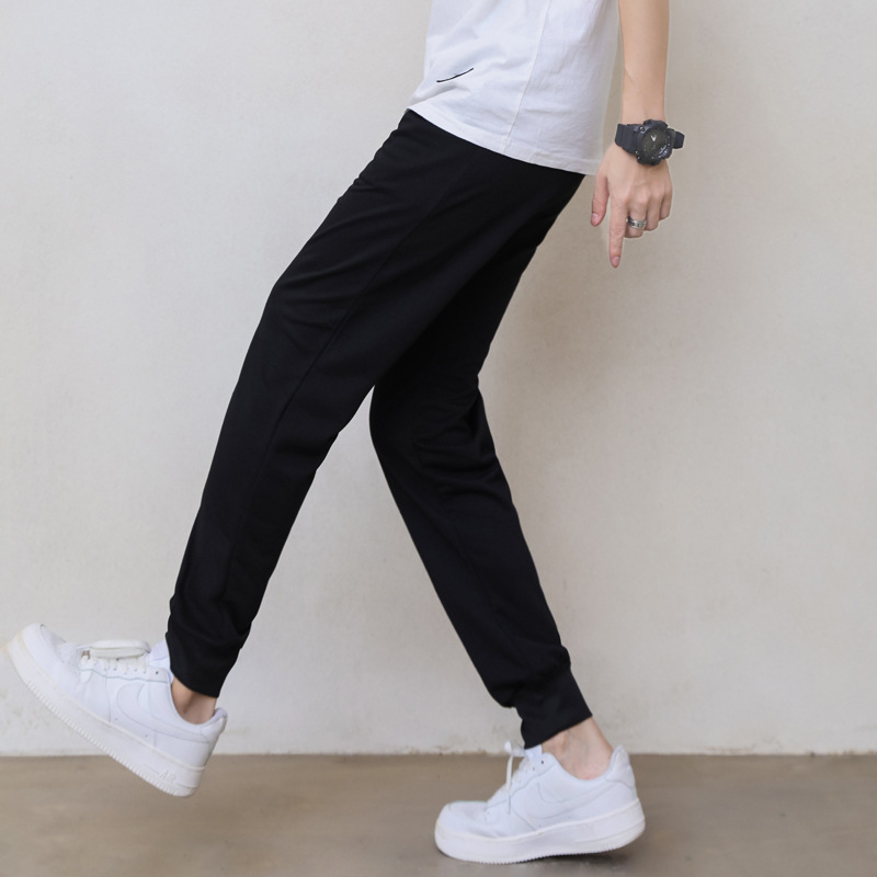 2022 New Cropped Pants Young Men's Casual Pants Korean Style Trendy Loose Straight Quick-Drying Breathable Sports Pants Men