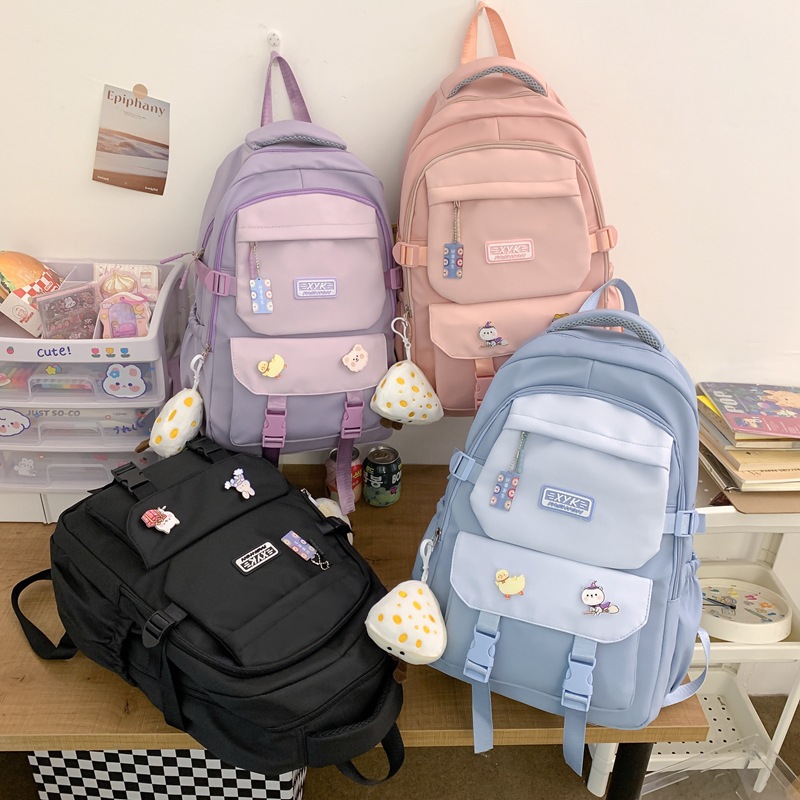 Korean Style High School Student Schoolbag Wholesale Large Capacity Casual Fashion Solid Color Backpack Japanese Style Fresh Girl Backpack