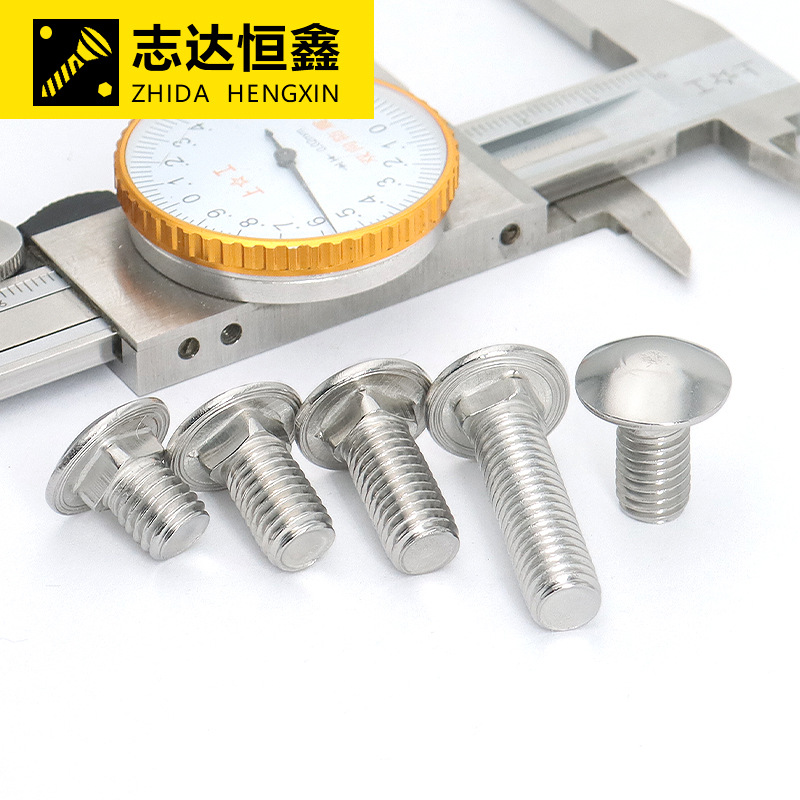 304 Stainless Steel round Head Square Neck Carriage Machine Screw Gb1276 Standard Parts Shelf Bridge Bolt M3-M10