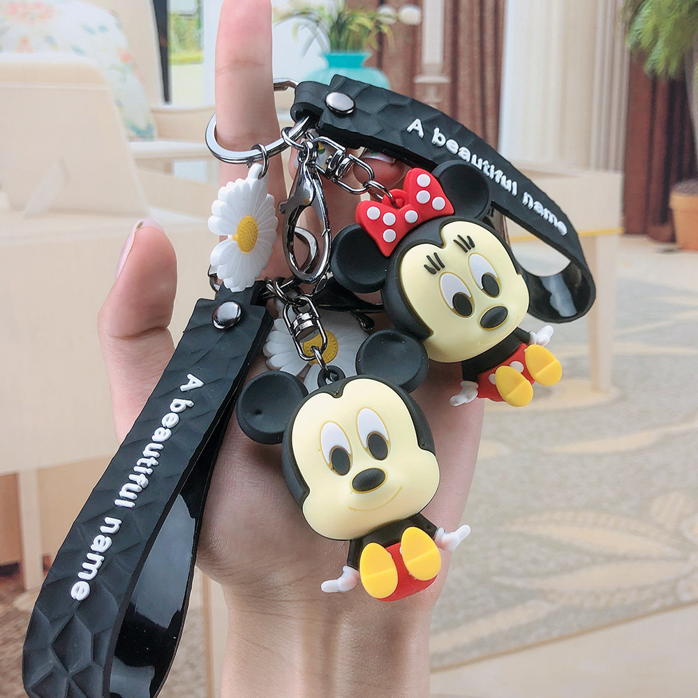 经典卡通动漫米老鼠钥匙扣硅胶米奇米妮公仔挂件汽车挂饰情侣饰品
