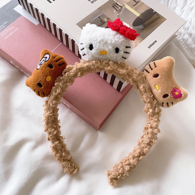 可爱kitty猫咪毛绒发箍女洗脸化妆敷面膜头箍新款高头顶压发发箍