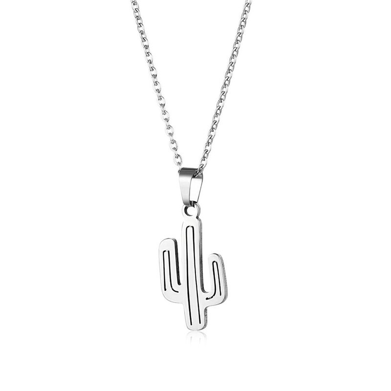Wish Japanese and Korean Hot Sale Necklace Stainless Steel Creative New Simple Cute Cactus Plant Ornament Pendant Necklace