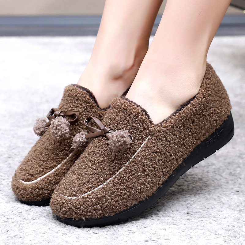 Support Processing Customized New Product Old Beijing Cloth Shoes Fleece-lined Thermal Home Wear Indoor Women Cotton Slippers One Pedal Cotton Shoes