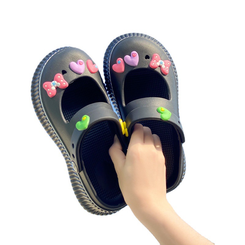 Women's Non-Slip Drooping Shoes New Coros Shoes Diy Ornament Summer Slippers Thick Light Soft Two-Way Sandals