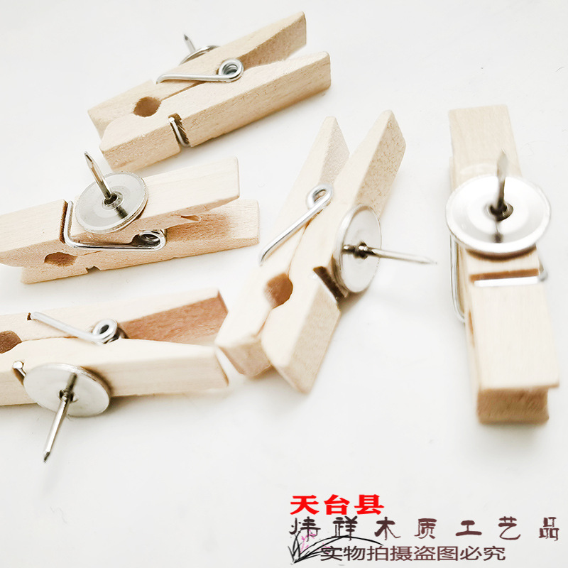 Factory Direct Sales Creative Office Stationery with Pushpin Clip Photo Cork Pushpin Wooden Clip Photo Wall Cork Nail