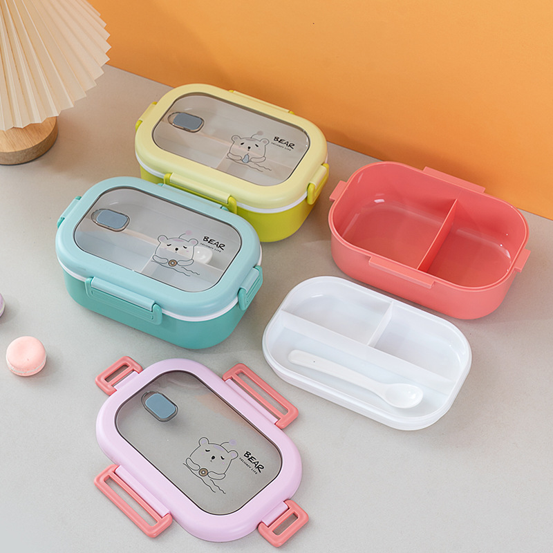 Foreign Trade Lunch Box Thickened Pp Plastic Material Compartment Separate Double Layer Lunch Box Office Lunch Box Microwaveable Heating