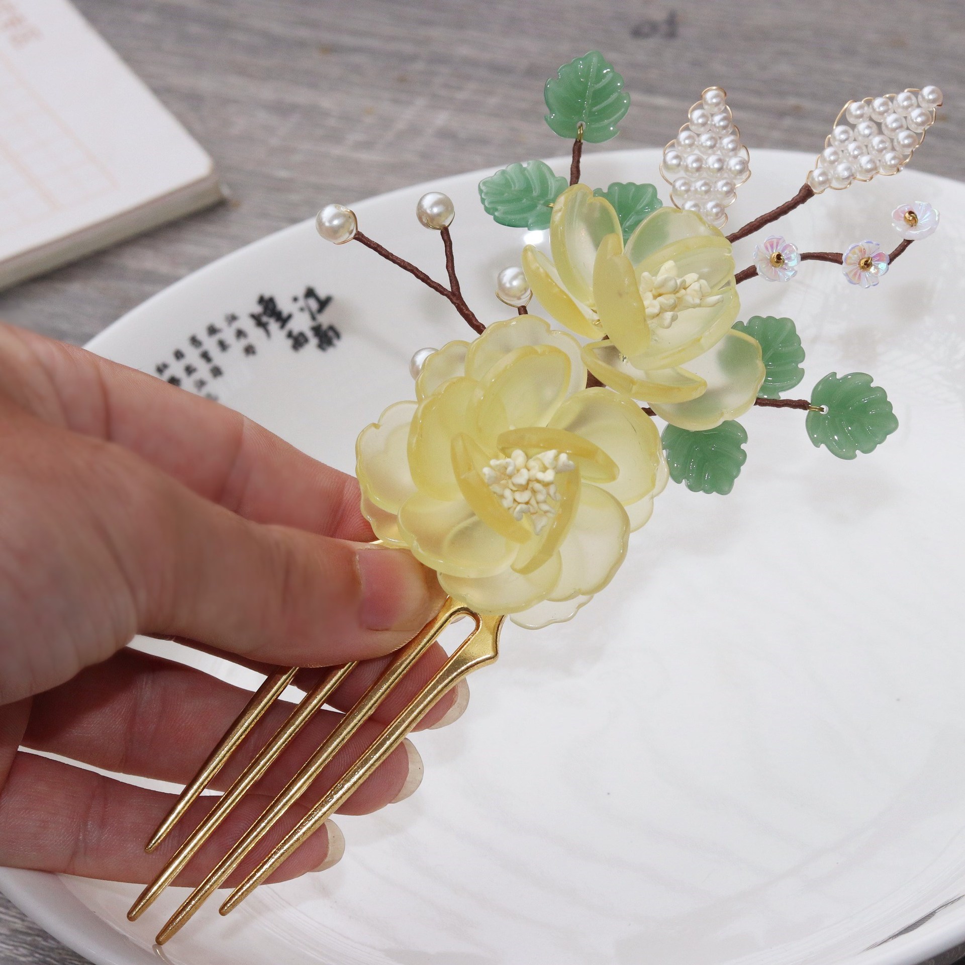 复古汉服发饰琉璃绕线缠花红色小发簪步摇簪花古风明制发钗头饰