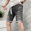 2021 summer new pattern Five point pants Black grey Elastic force cowboy Pants Europe and America hole cowboy shorts Young men 2021 summer new pattern Five point pants Black grey Elastic force cowboy Pants Europe and America hole cowboy shorts Young men