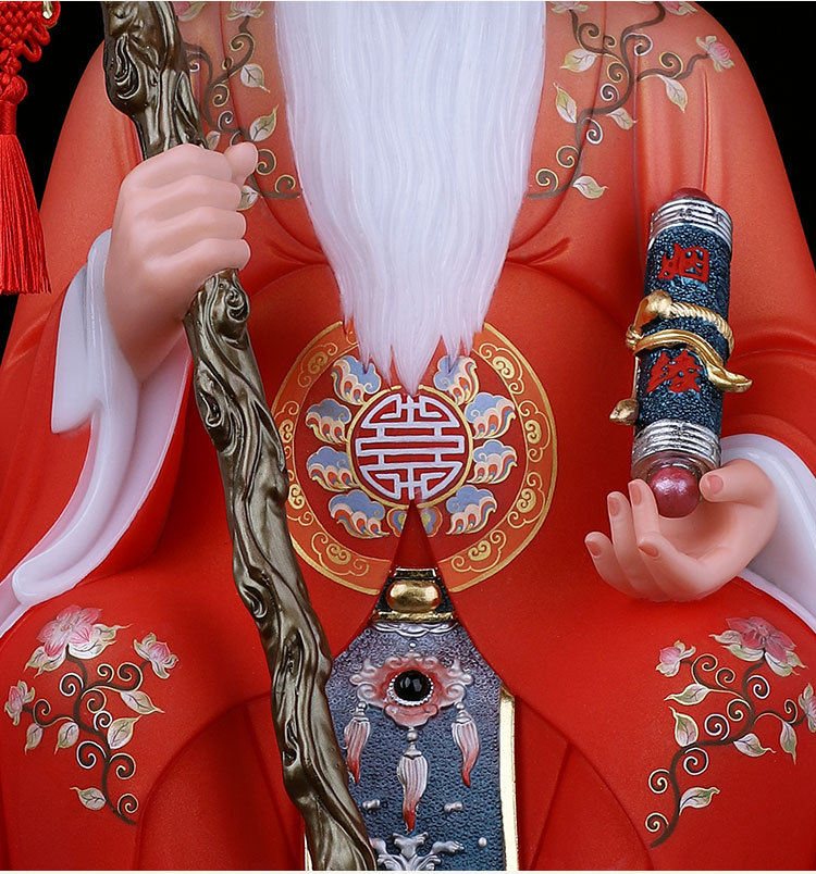 汉白玉彩绘月老星君神像牵红线月下老人佛像居家客厅人物摆件