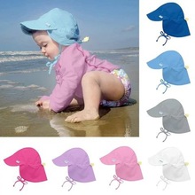 遮阳帽宝宝儿童夏季遮阳帽子透气男女太阳沙滩渔夫遮脸脖子亚马逊