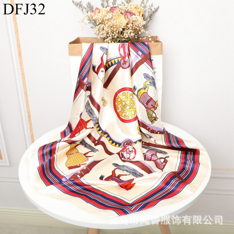 European and American Style Elegant Large Kerchief Fashionable Shawl Holiday Gift Scarf Silk Scarf