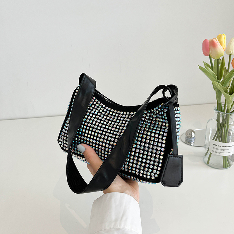 Trendy Women's Bags Light Diamond Bag Women's Bag Trendy Fashion Shoulder Underarm Bag Colorful Crystals Fashionable Small Square Bag