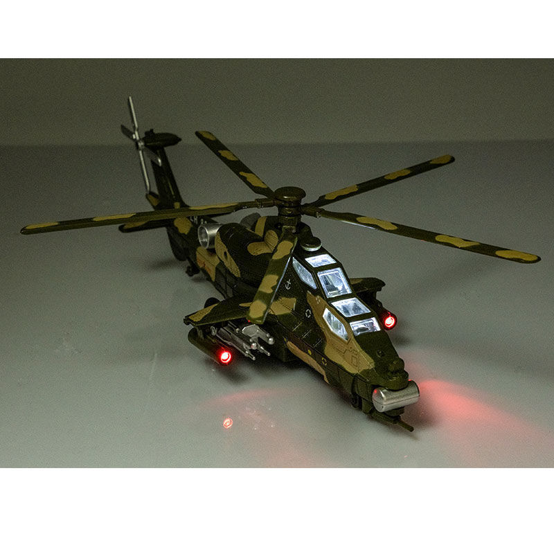 武直10飞机模型武装直升机十仿真金属战斗机合金回力声光儿童玩具