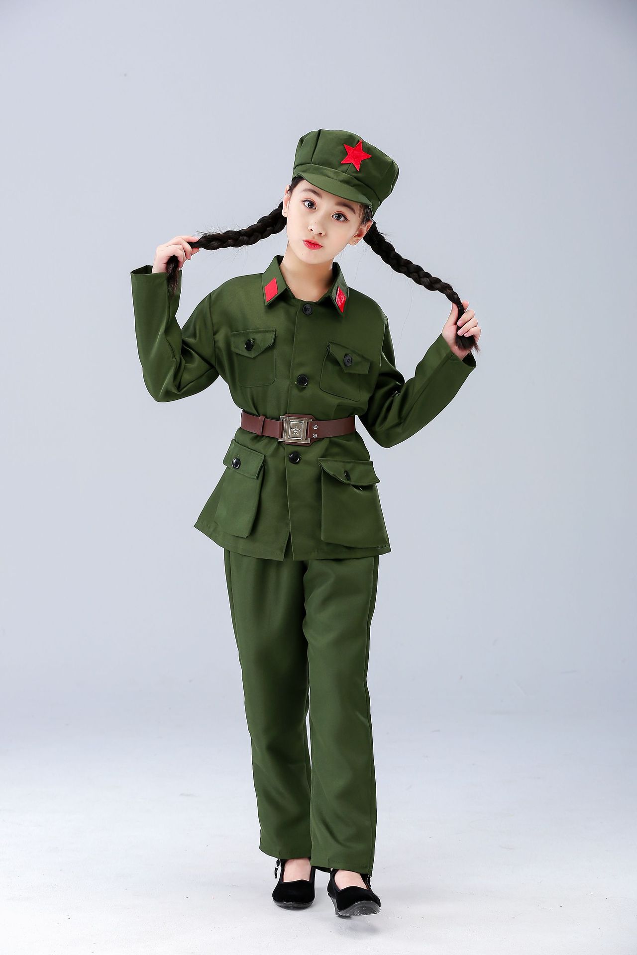 儿童小红军演出服红卫兵八路军抗战时期服装学习雷锋好榜样演出服
