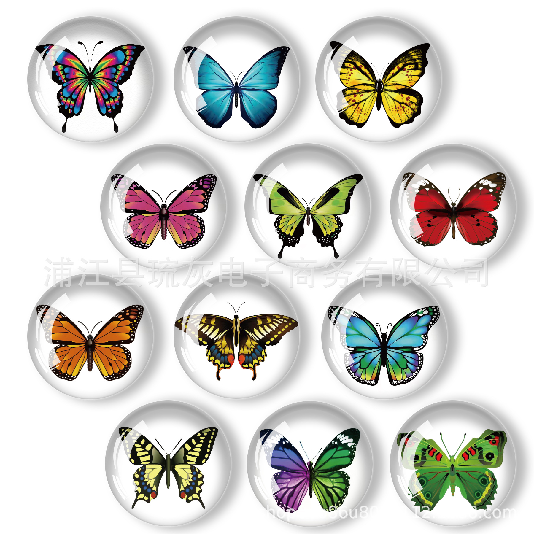 水晶玻璃冰箱贴创意白板贴旅游景点礼品磁性贴片蝴蝶系列跨境热卖