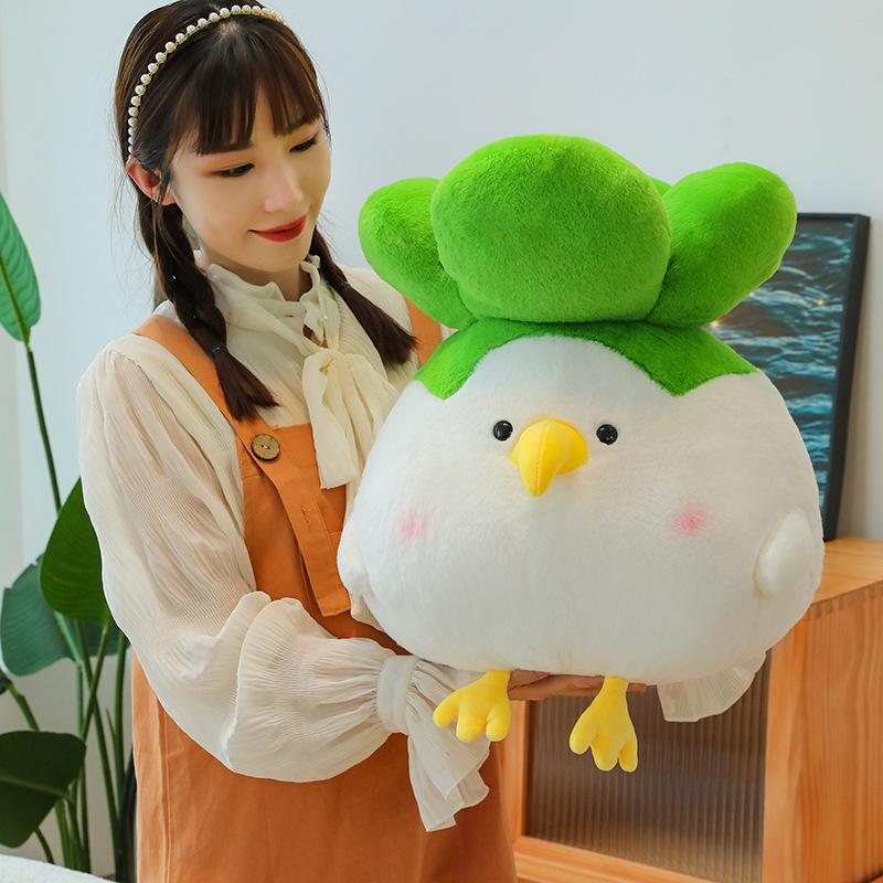 Cross-Border Network Red Crystal Cainiao Plush Toy Small Dish Chicken Doll Big White Geese Plush Pillow Wholesale Cartoon Cushion