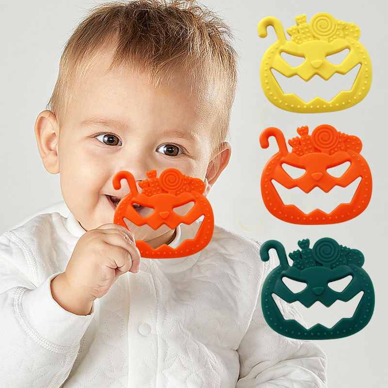 Halloween Pumpkin Monster Baby Teether Food Grade Baby Silicone Molar Rod Prevent Hand Sucking Comfort Toy