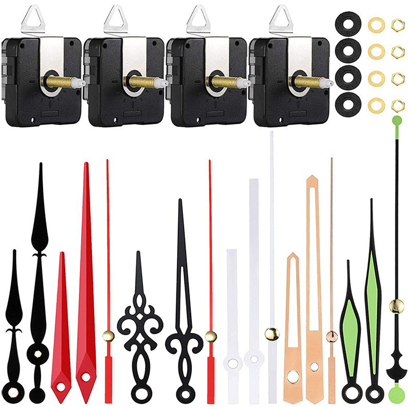 跨境热销扫秒静音长轴机芯28MM配6套复古金属指针DIY挂钟机芯配件