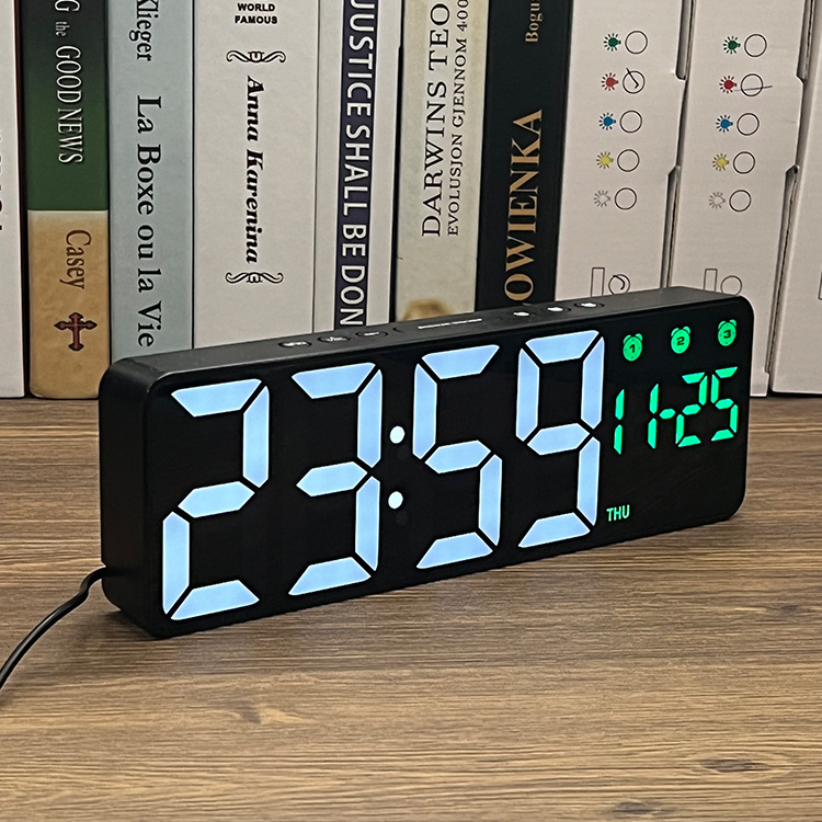 批发大屏幕学生居家用led电子钟客厅挂钟数字时钟声控挂墙创意闹