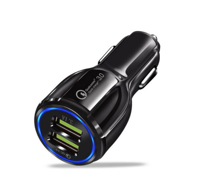 Qc3.0 Fast Charge Car Charger Car Bowling Double USB Car Charger 6A Halo Multifunctional Car Charging Plug