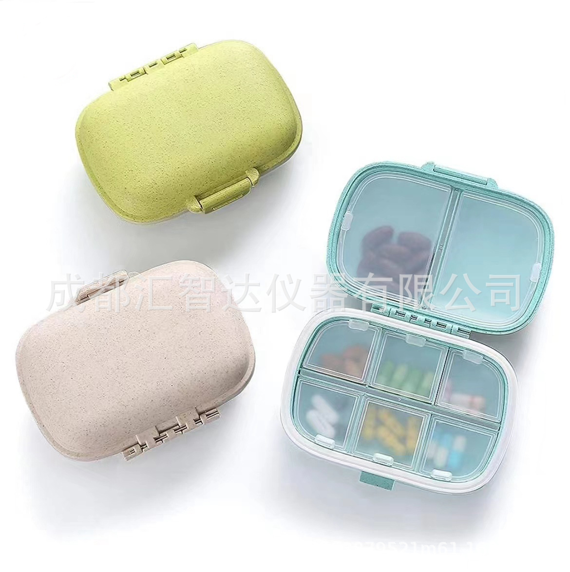 Portable 8-Grid Moisture-Proof Medicine Box Pill Storage Box Double-Layer Sealed Medicine Packing Medicine Kit Wholesale Printed Logo