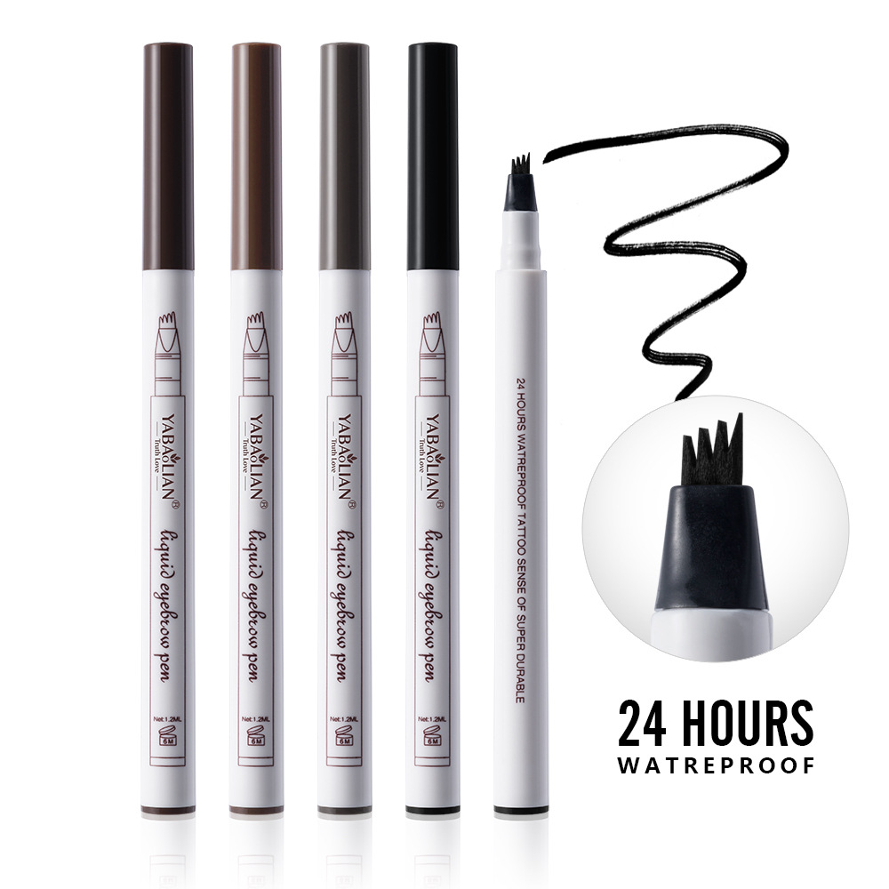 Cross-Border New Four-Fork Eyebrow Pencil Distinct Look Natural Three-Dimensional Long Lasting Non Smudge Waterproof Sweat-Proof Non-Fading Beauty Makeup