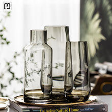 QH北欧现代简约台面花瓶客厅餐桌轻奢玻璃花瓶透明水养插花装饰摆