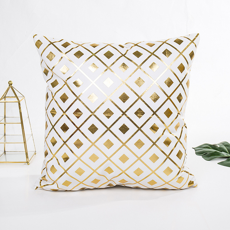 New Gilding Geometry Diamond Patterns Pillow Cover without Core Bedroom Living Room Cushion Cover Factory Wholesale