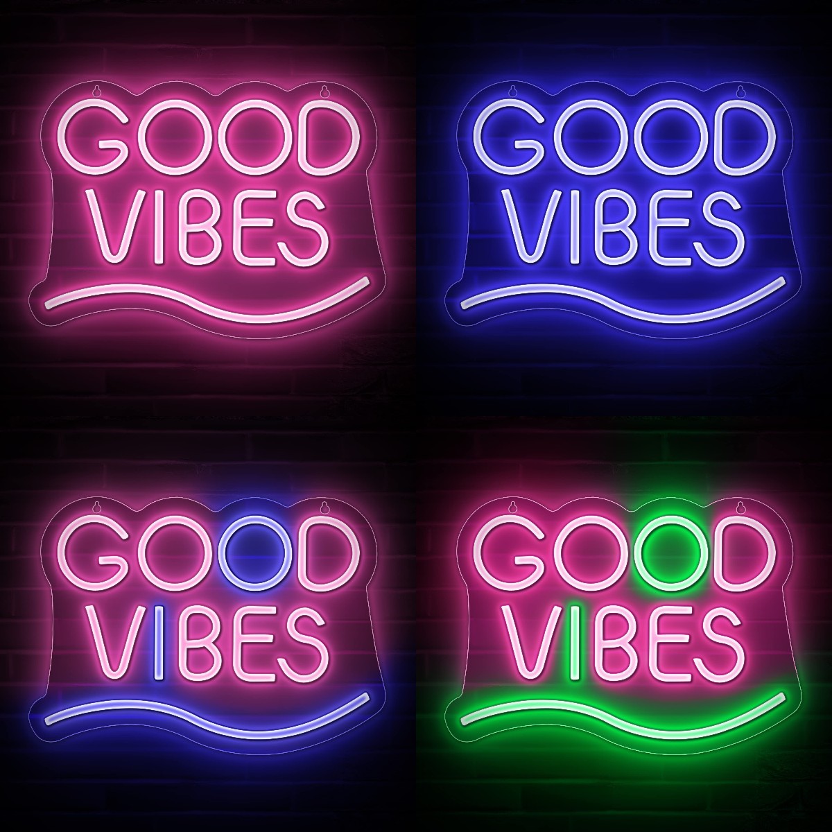 跨境专供led霓虹灯室内外餐厅发光墙壁装饰good vibes字母广告牌
