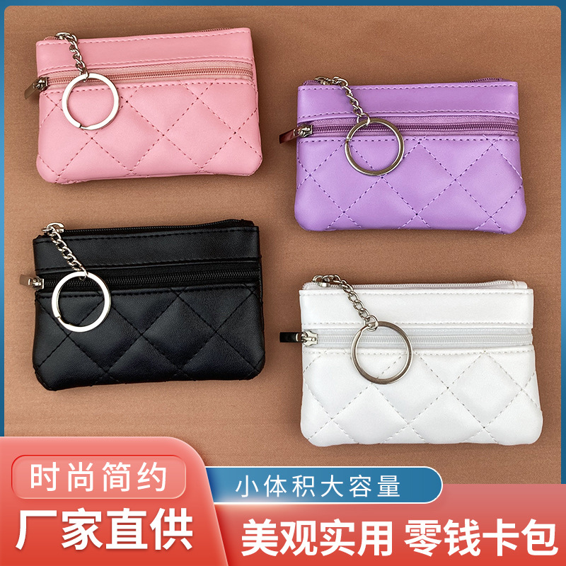 diamond card holder key case short coin purse large capacity multi-card zipper wallet