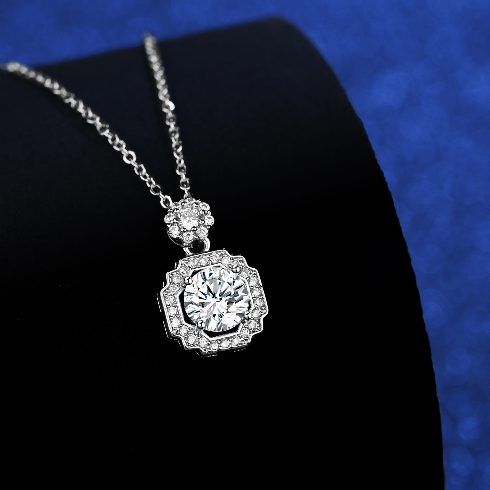 直播爆款仿莫桑钻饰品海瑞吊坠 八心八箭锆石镀pt950订婚项链女