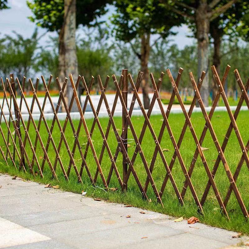 竹篱笆伸缩栅栏竹片篱笆庭院户外围墙护栏花园栏杆竹子拉网爬藤架