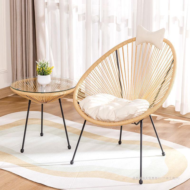 阳台桌椅套装ins风休闲藤椅高颜值网红复古椅防水加粗懒人摇杨天