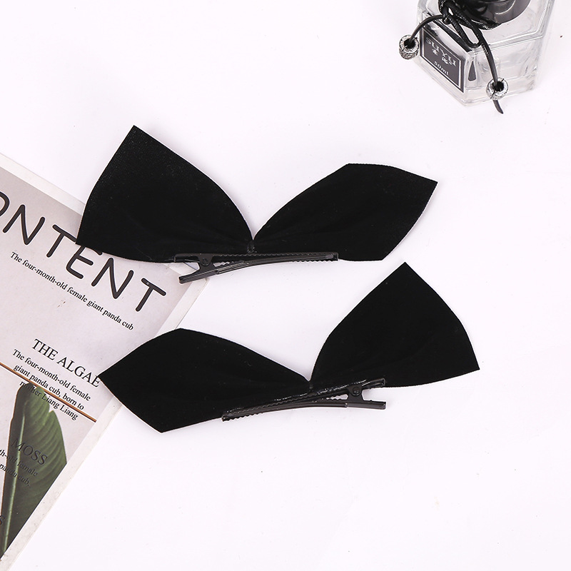 Black Bow Velvet Satin Hairpin Jisoo Same Style Clip Korean Female Hairpin Top Clip Bow Hair Accessories