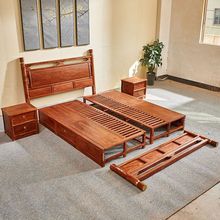 正古居红木家具非洲花梨新中式实木圆柱大床卧室