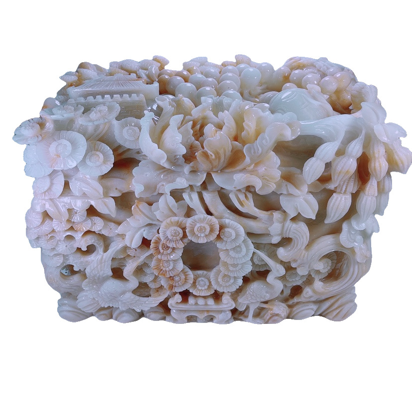 【富贵荣华】仿玉玛瑙骨灰盒 高档玉石骨灰盒