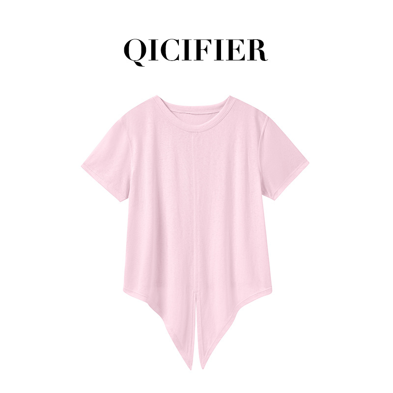 Qcfe Summer New Outdoor Running Sports Workout Blouse Short Sleeve Moisture Absorption Breathable Light Thin and Loose Top for Women